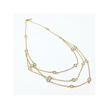 925 Sterling Silver Gold Plated CZ Necklace
