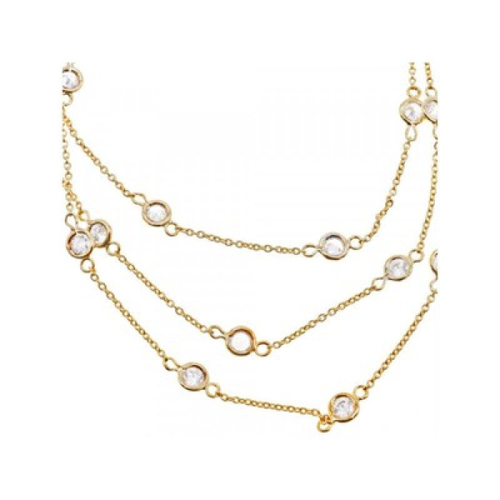 925 Sterling Silver Gold Plated CZ Necklace