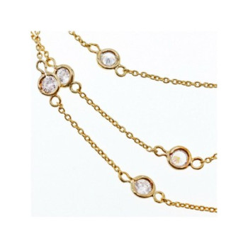 925 Sterling Silver Gold Plated CZ Necklace