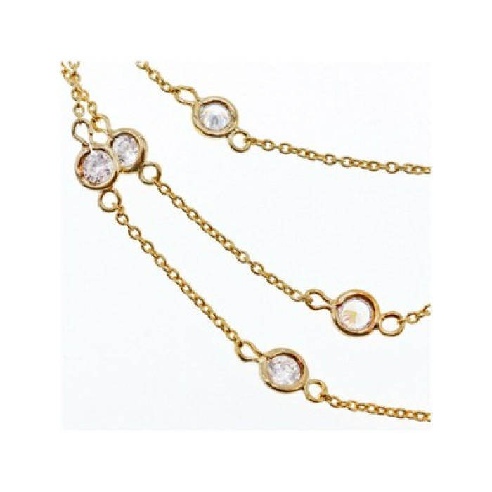 925 Sterling Silver Gold Plated CZ Necklace