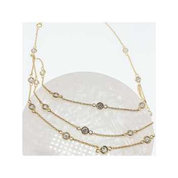 925 STERLING SILVER GOLD PLATED CZ NECKLACE