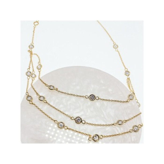 925 Sterling Silver Gold Plated CZ Necklace