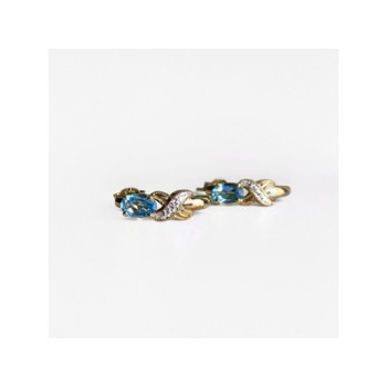 925 Sterling Silver Gold Plated Topaz Stud Earrings