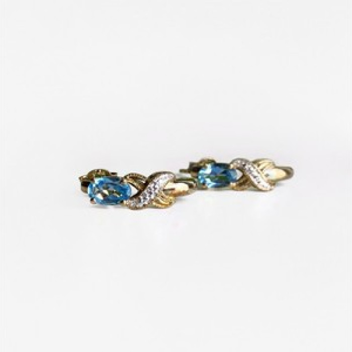 925 Sterling Silver Gold Plated Topaz Stud Earrings