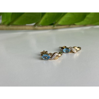 925 Sterling Silver Gold Plated Topaz Stud Earrings