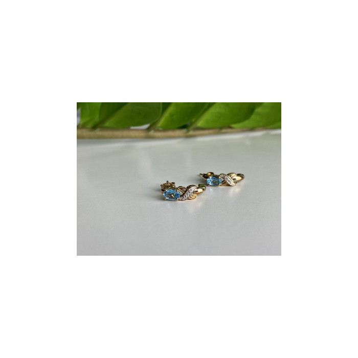925 Sterling Silver Gold Plated Topaz Stud Earrings