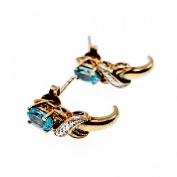 925 Sterling Silver Gold Plated Topaz Stud Earrings