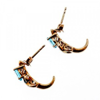 925 Sterling Silver Gold Plated Topaz Stud Earrings