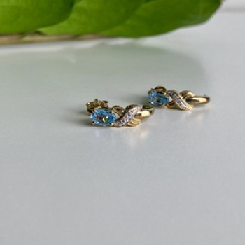 925 Sterling Silver Gold Plated Topaz Stud Earrings