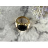 925 Sterling Silver Gold Plated Black Jade, Mother Of Pearl & CZ Ring Size 7