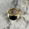925 Sterling Silver Gold Plated Black Jade, Mother Of Pearl & CZ Ring Size 7