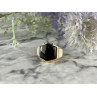 925 Sterling Silver Gold Plated Black Jade, Mother Of Pearl & CZ Ring Size 7