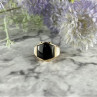 925 Sterling Silver Gold Plated Black Jade, Mother Of Pearl & CZ Ring Size 7