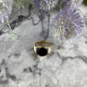 925 Sterling Silver Gold Plated Black Jade, Mother Of Pearl & CZ Ring Size 7