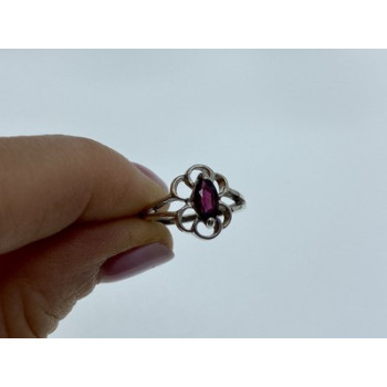 925 Sterling Silver Almandine Ring Size 5.5