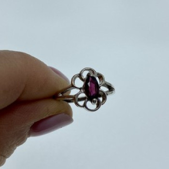 925 Sterling Silver Almandine Ring Size 5.5