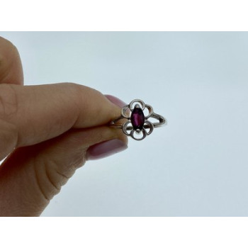 925 Sterling Silver Almandine Ring Size 5.5