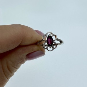 925 Sterling Silver Almandine Ring Size 5.5