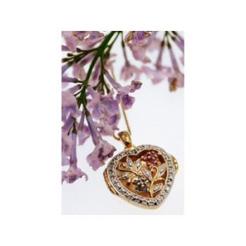 925 Sterling Silver Gold Plated Sapphire & Ruby Chain with Pendant