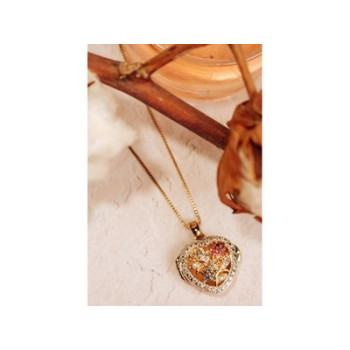 925 Sterling Silver Gold Plated Sapphire & Ruby Chain with Pendant