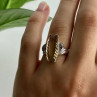 925 Sterling Silver Golden Tourmaline & Quartz Ring Size 6.5