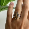 925 Sterling Silver Golden Tourmaline & Quartz Ring Size 6.5