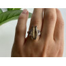 925 Sterling Silver Golden Tourmaline & Quartz Ring Size 6.5