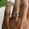 925 Sterling Silver Golden Tourmaline & Quartz Ring Size 6.5