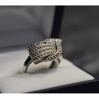 925 Sterling Silver Marcasites Ring Size 5.5