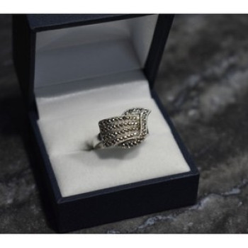 925 Sterling Silver Marcasites Ring Size 5.5