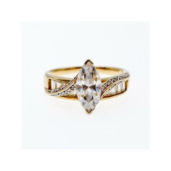 925 Sterling Silver Gold Plated CZ Ring Size 10.5
