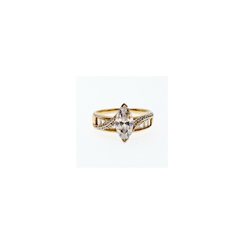 925 Sterling Silver Gold Plated CZ Ring Size 10.5