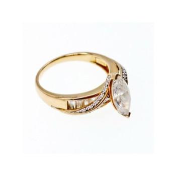 925 Sterling Silver Gold Plated CZ Ring Size 10.5