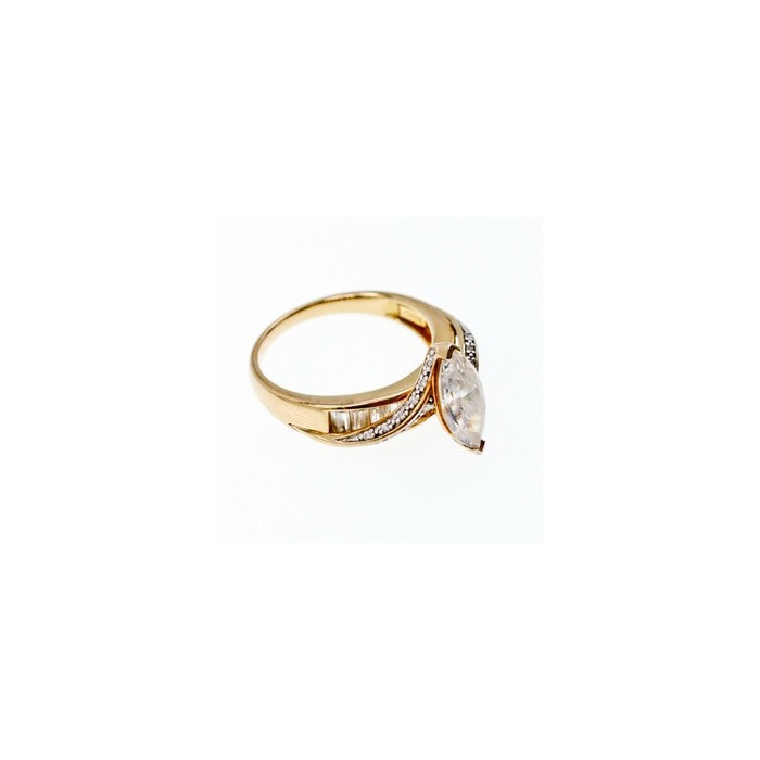 925 Sterling Silver Gold Plated CZ Ring Size 10.5
