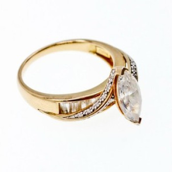 925 Sterling Silver Gold Plated CZ Ring Size 10.5