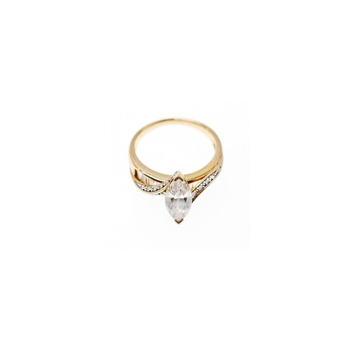 925 Sterling Silver Gold Plated CZ Ring Size 10.5