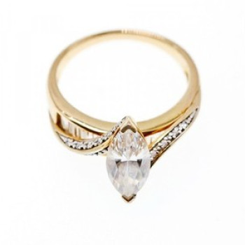 925 Sterling Silver Gold Plated CZ Ring Size 10.5