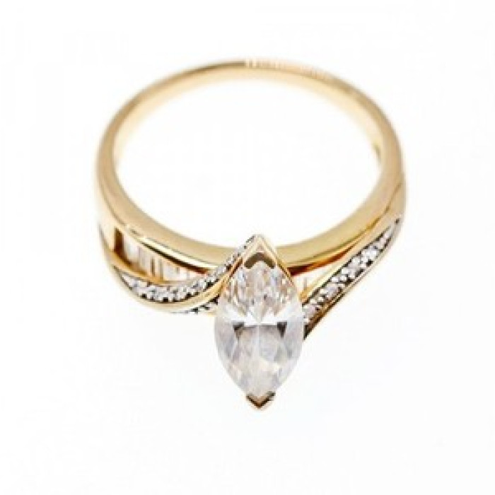 925 Sterling Silver Gold Plated CZ Ring Size 10.5