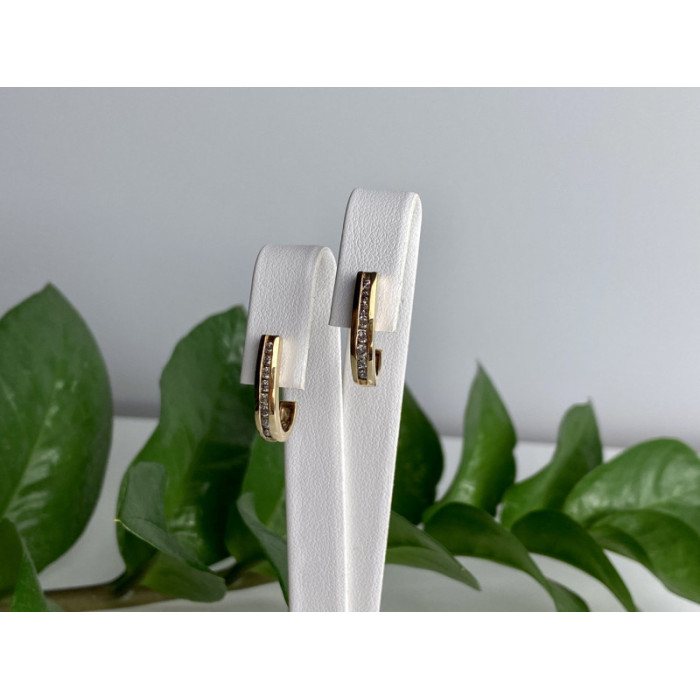 10K YELLOW GOLD WHITE SAPPHIRES CLASSIC STUD EARRINGS