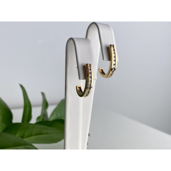 10K YELLOW GOLD WHITE SAPPHIRES CLASSIC STUD EARRINGS