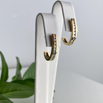 10K Yellow Gold White Sapphires Classic Stud Earrings