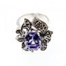925 Sterling Silver Amethyst & Marcasites Ring Size 7