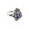 925 Sterling Silver Amethyst & Marcasites Ring Size 7