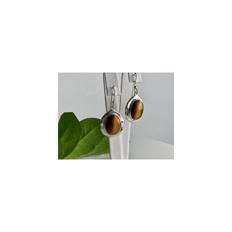 925 Sterling Silver Tiger's Eye Earrings
