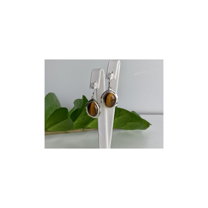 925 Sterling Silver Tiger's Eye Earrings