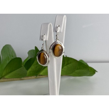 925 Sterling Silver Tiger's Eye Earrings