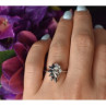 925 Sterling Silver Dark Blue Spinel & CZ Ring Size 6.5