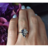 925 Sterling Silver Dark Blue Spinel & CZ Ring Size 6.5