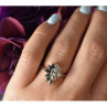 925 Sterling Silver Dark Blue Spinel & CZ Ring Size 6.5