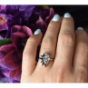 925 Sterling Silver Dark Blue Spinel & CZ Ring Size 6.5